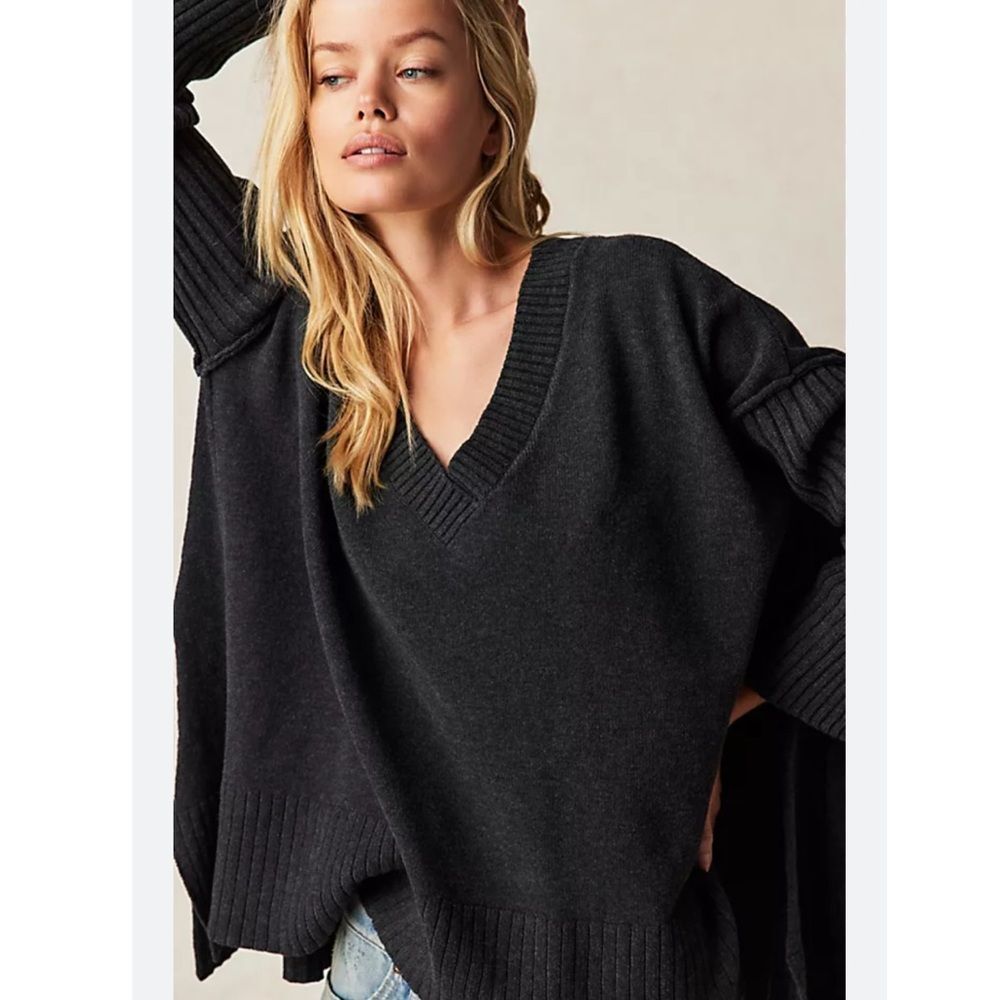 Free People Orion A-Line‎ Dark Gray Tunic Sweater New!